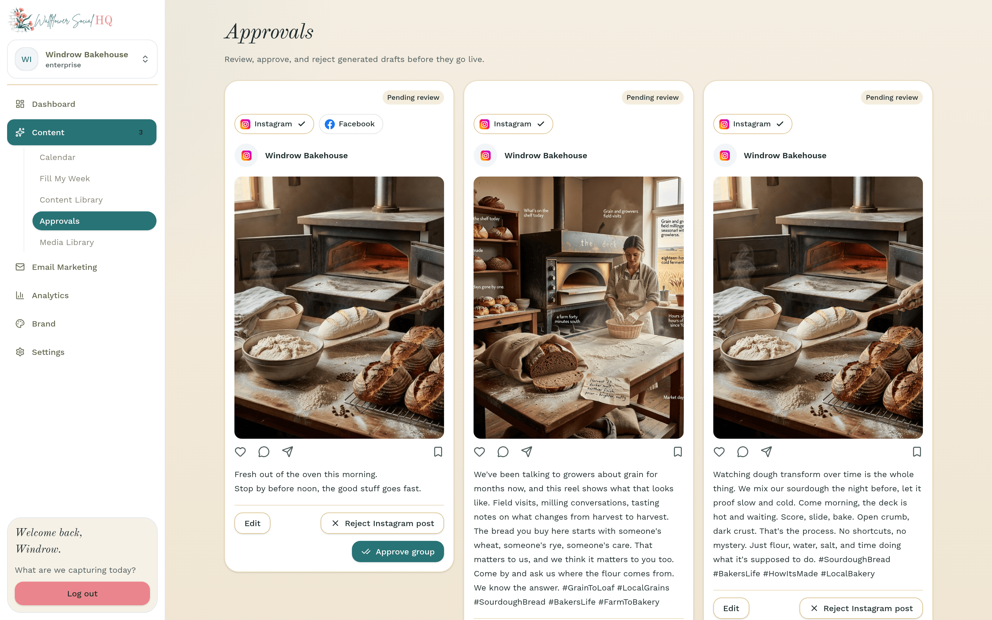 Approve button on a scheduled post in Approvals