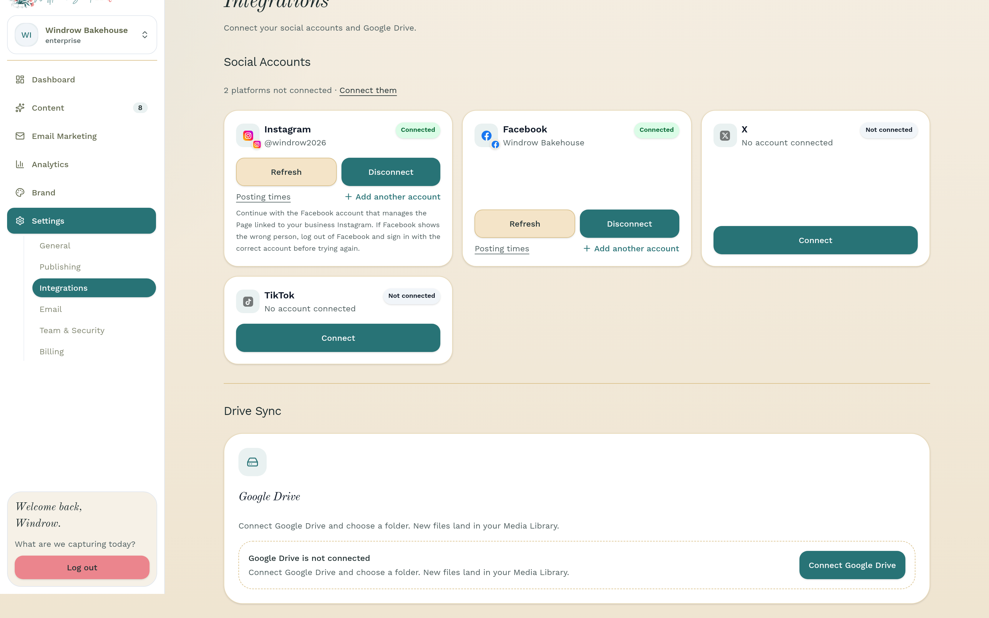 Drive Sync card with the Connect Google Drive button